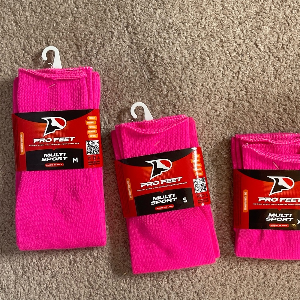 3 pairs of pink socks